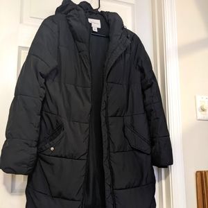 Daily Ritual Long, Black Puffer Jacket - Size Medium